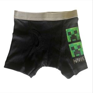Minecraft | Boys 100% Cotton Black Green Underwear Briefs Boxer | Sizes 4